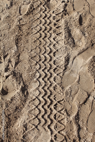 Tyre track on beach