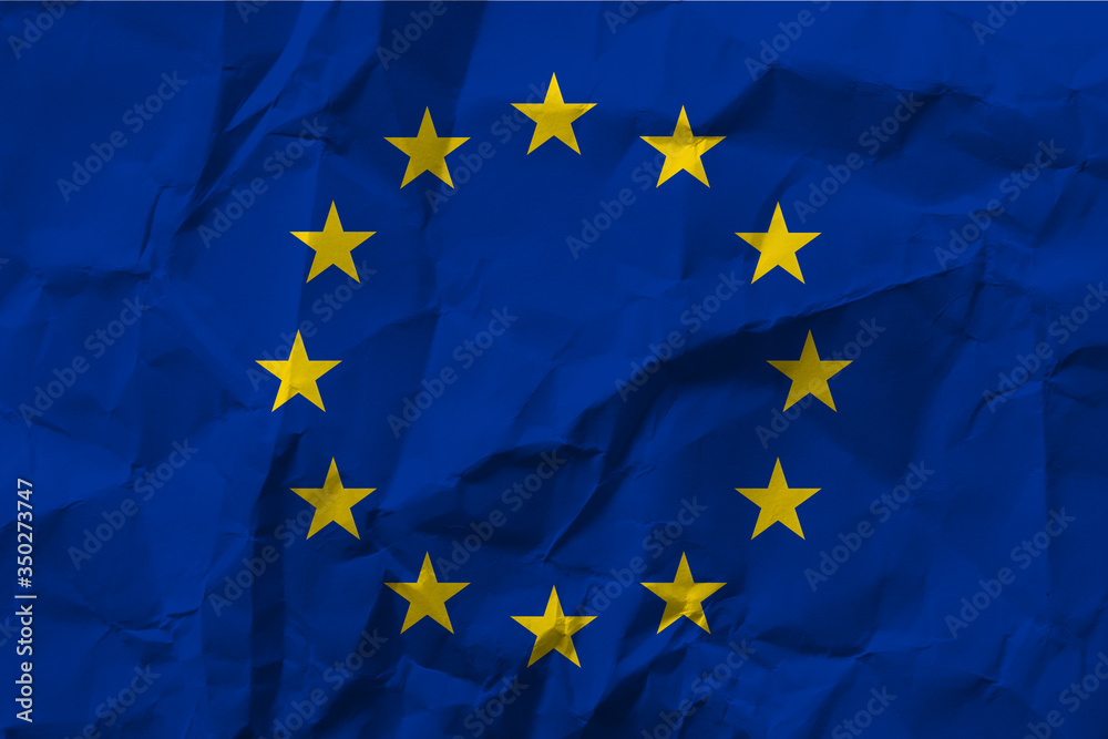 European flag on crumpled paper European flag on crumpled paper