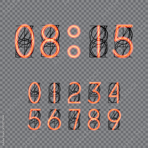 Clock numbers steampunk on transparent background