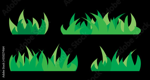 Set of silhouettes of green grass.