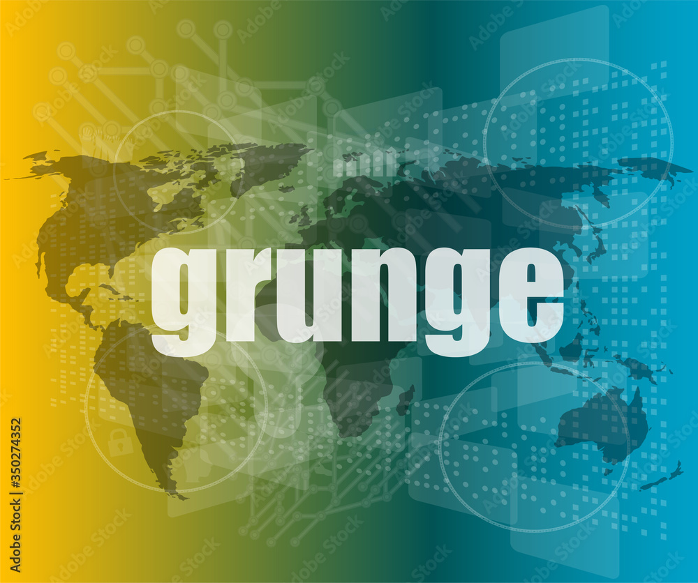grunge words on digital touch screen interface grunge words on digital touch screen interface