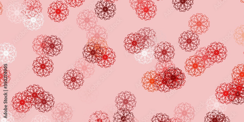 Light red, yellow vector doodle background with flowers. Light red, yellow vector doodle background with flowers.