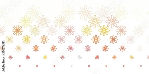 Wallpaper Mural Light Orange vector doodle texture with flowers. Torontodigital.ca