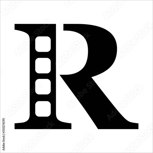 Letter R. The initial R letter logo design abstract cinema logo
