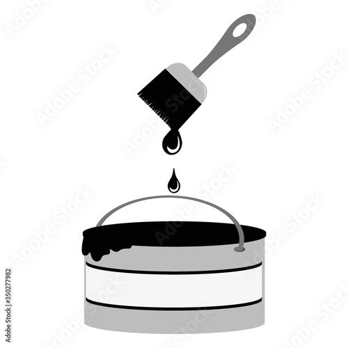 Brush icon bucket of paint and drops