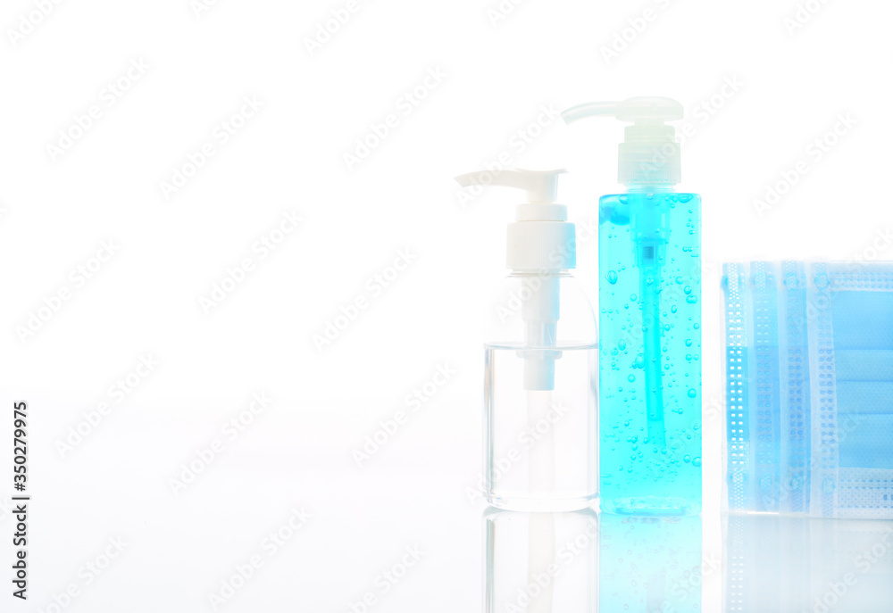 Alcohol gel bottle sanitizer hand and Medical face masks Alcohol gel bottle sanitizer hand and Medical face masks