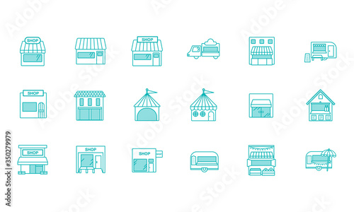 shop building icon set