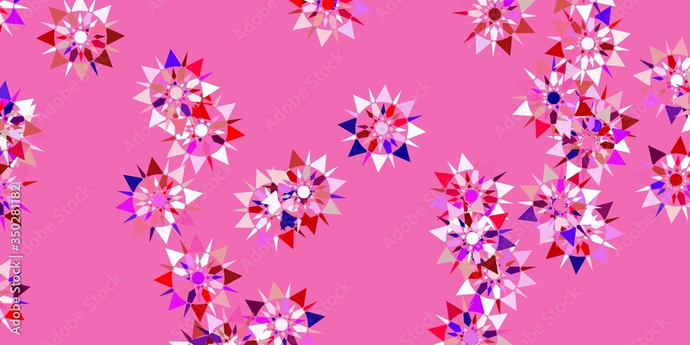 Light pink, red vector beautiful snowflakes backdrop with flowers. Light pink, red vector beautiful snowflakes backdrop with flowers.