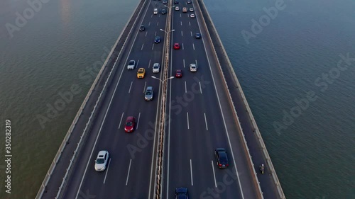 aerial view of a suspension bridge in hangzhou, china