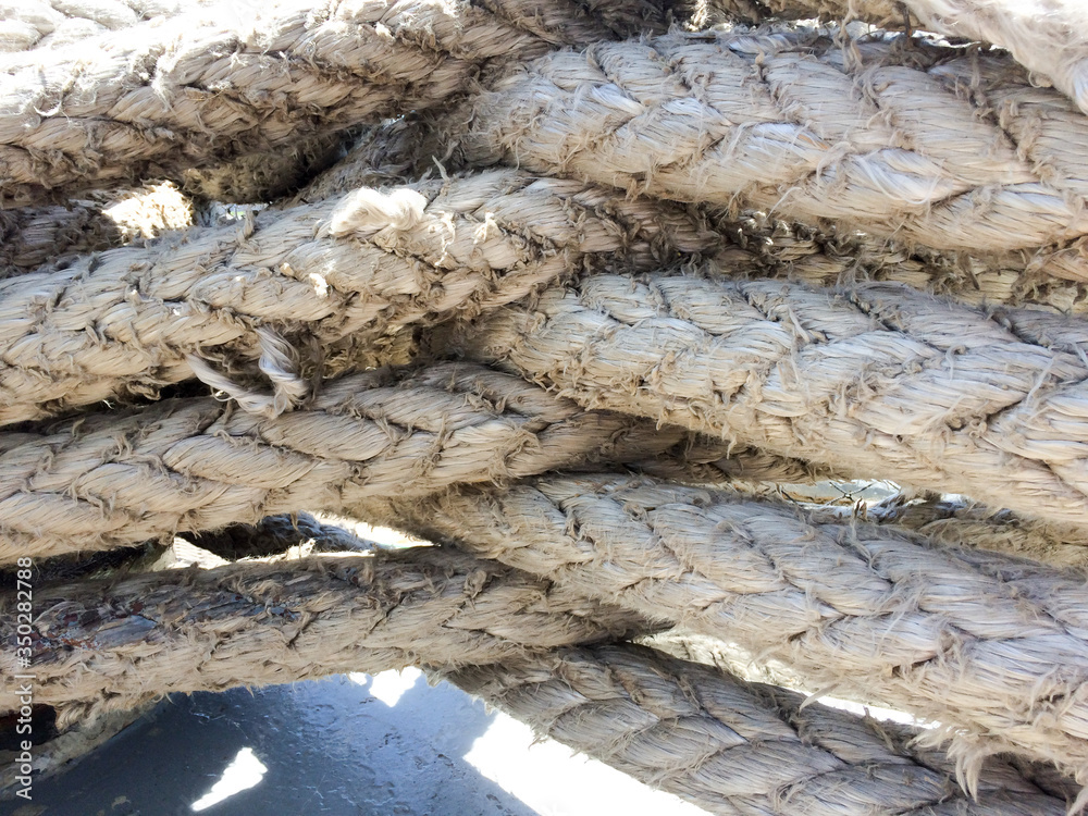 Rope large braided mooring line for ships boat background element on ...