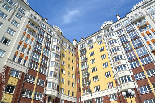 New residential high-rise building, bottom view. Zelenogradsk, Kaliningrad region