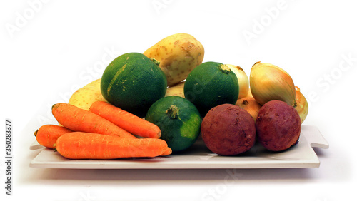 assorted vegetables on white background