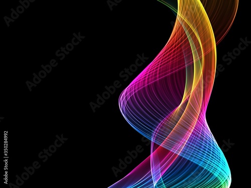 Abstract colourful wave on a black background 