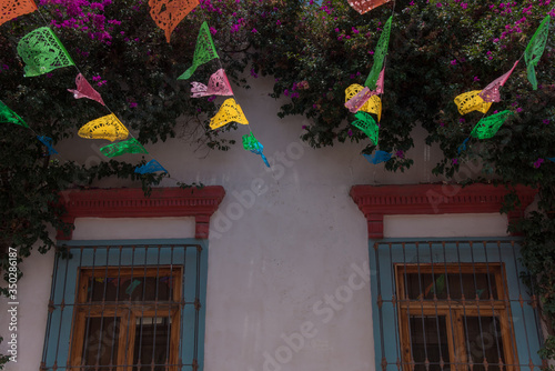 Tequisquiapan / Mexico-Nov 2017 The town has cobblestone streets, traditional rustic houses, wrought iron fixtures, balconies,wooden windowsills, colonial town populated mostly by indigenous people 