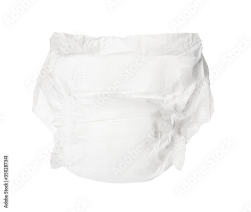 Single disposable baby diaper isolated on white