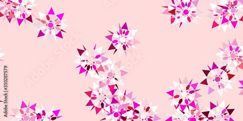 Light pink vector texture with bright snowflakes.