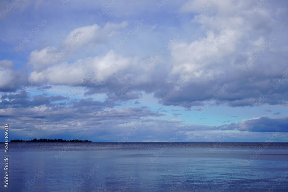 
lake view blue sky and clouds