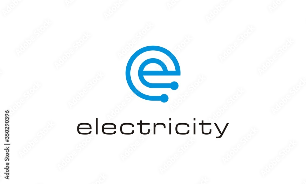 simple modern initial / letter e with electricity logo design simple modern initial / letter e with electricity logo design