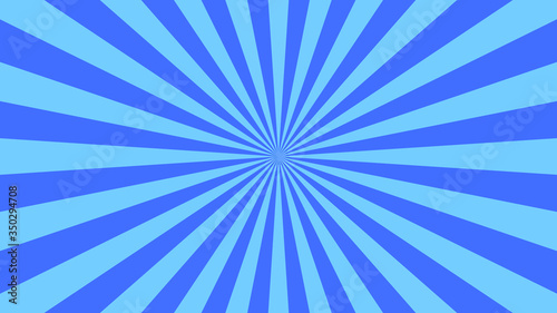 Abstract starburst background with blue rays. Banner vector illustration.