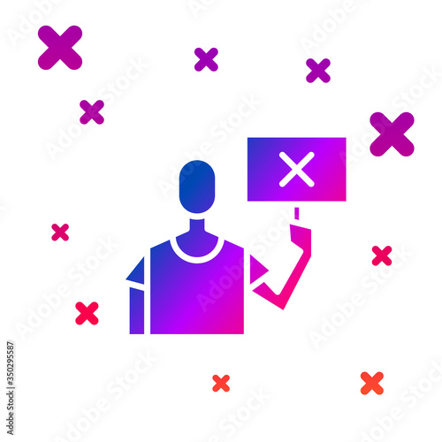 Color Nature saving protest icon isolated on white background. Earth planet protection, environmental issues demonstration. Gradient random dynamic shapes. Vector Illustration