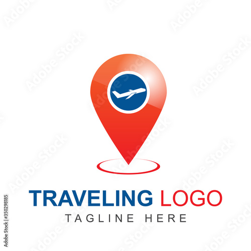Free Download Travel logo design template with airplane shape illustration. Symbol and icon vector traveling and cargo concept can use for sign tour application mobile, trip agency,  element world vacation graphic - GFXLoad