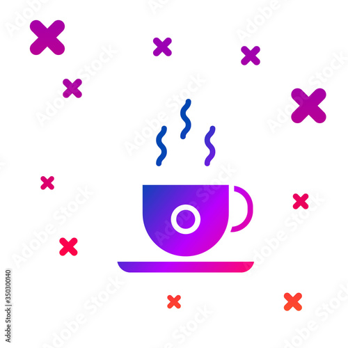 Color Coffee cup icon isolated on white background. Tea cup. Hot drink coffee. Gradient random dynamic shapes. Vector Illustration