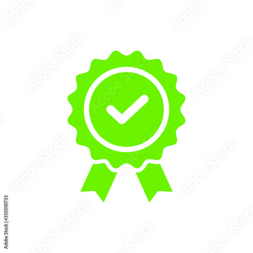 Approved badge vector isolated icons. Badge stamp signs symbol. Protect badge. Green tick.