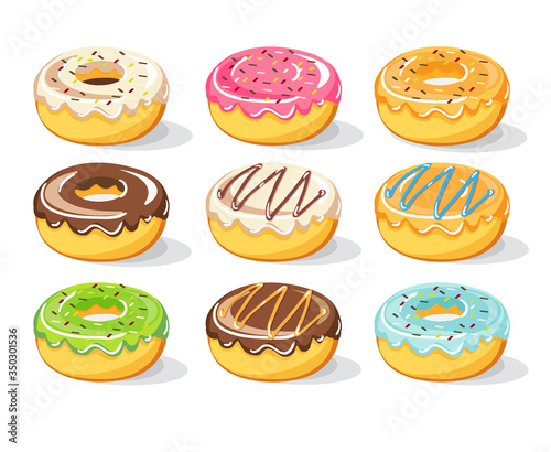 Sweet Donuts vector set collection  Vector Illustration