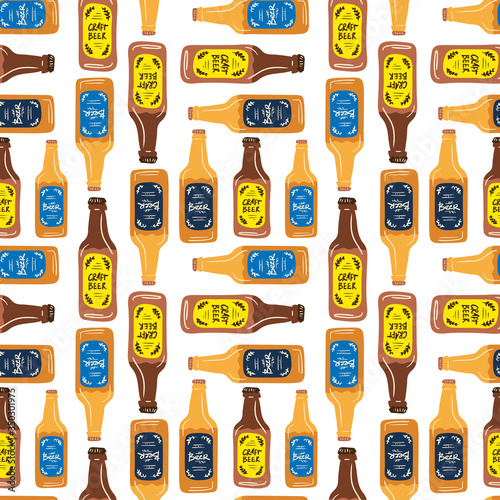 Beer fest seamless pattern illustration. Trendy style. Vector design template. Design for poster, card, invitation, placard, brochure, flyer.
