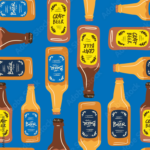 Beer fest seamless pattern illustration. Trendy style. Vector design template. Design for poster, card, invitation, placard, brochure, flyer.