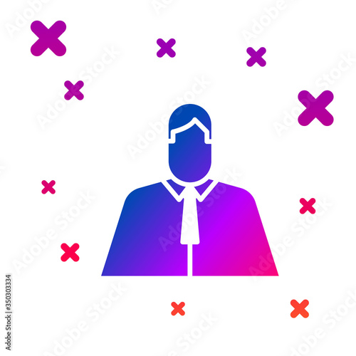 Color Lawyer, attorney, jurist icon isolated on white background. Jurisprudence, law or court icon. Gradient random dynamic shapes. Vector Illustration