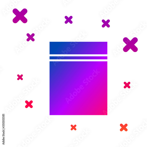 Color Plastic bag with ziplock icon isolated on white background. Gradient random dynamic shapes. Vector Illustration