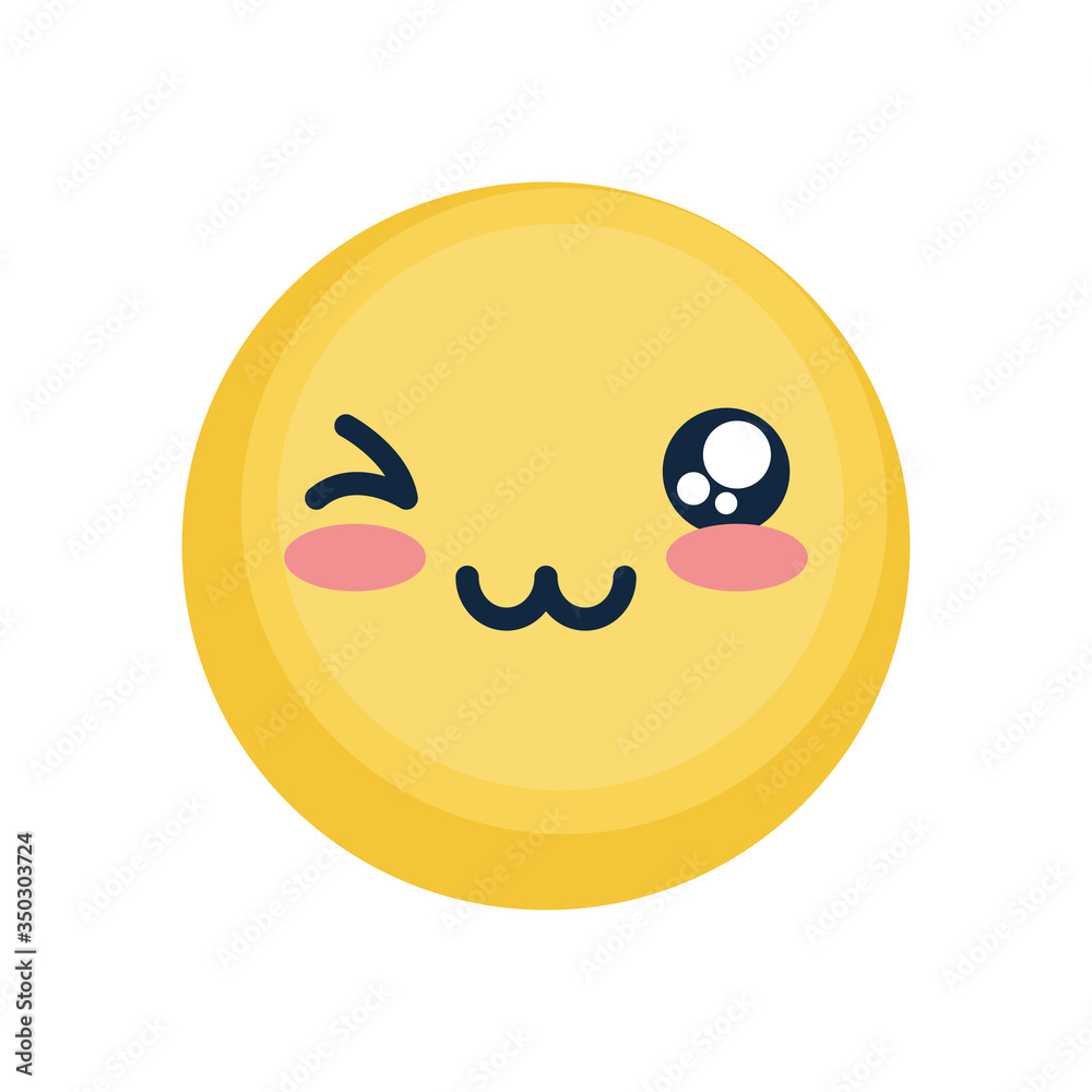 Fototapeta premium Winking emoji face icon, flat style