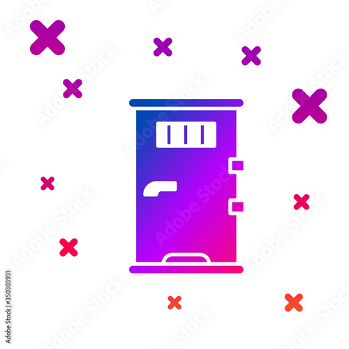 Color Prison cell door with grill window icon isolated on white background. Gradient random dynamic shapes. Vector Illustration