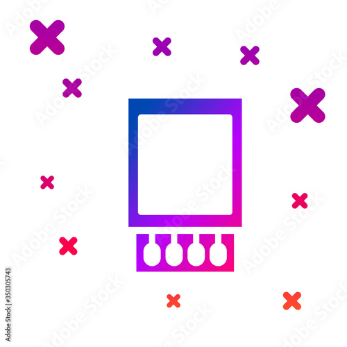 Color Open matchbox and matches icon isolated on white background. Gradient random dynamic shapes. Vector Illustration