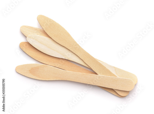 Disposable wooden ice cream spoons