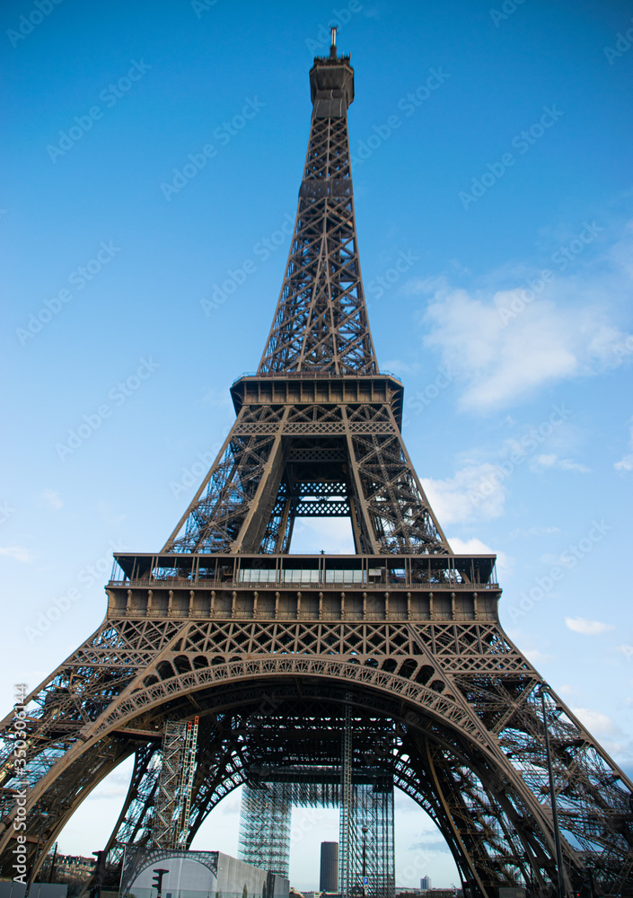 Photo of the Eiffel Tower from the bottom during a sunny day