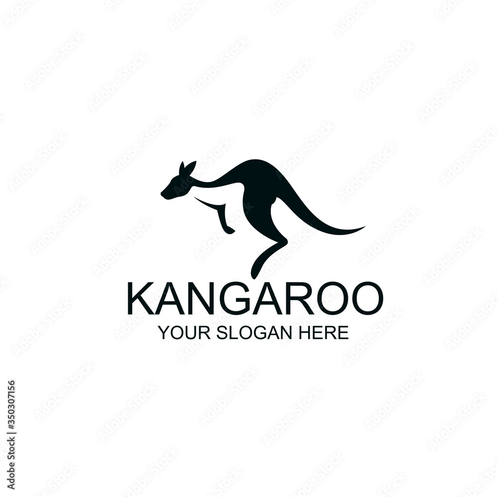abstract jumping kangaroo icon isolated on white background