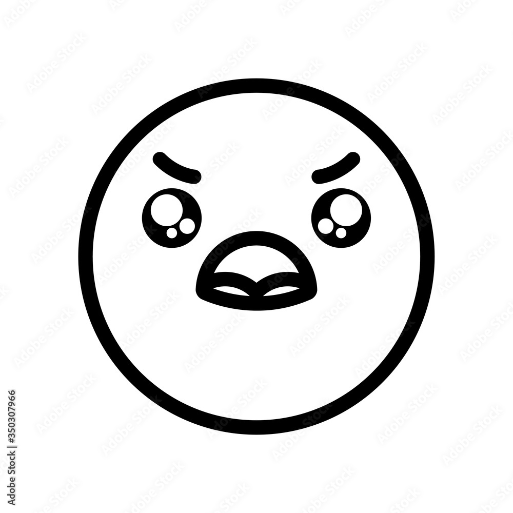 angry emoji face icon, line style