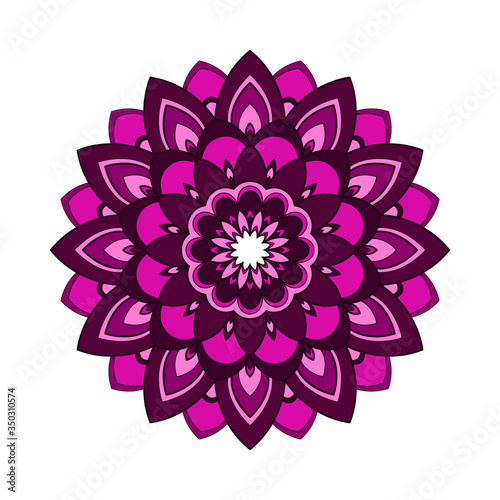 Сolor ethnic round Mandala ornament isolated on white background. Henna tattoo design. Vector illustration