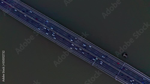aerial view of a suspension bridge in hangzhou, china