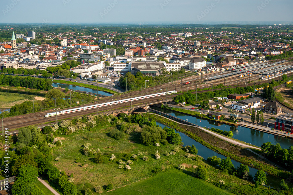 Aerial photo of the city Hamm Westfalen Ruhrgebiet in Germany