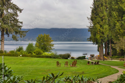 Morning tranquility at Lake Quinault photo
