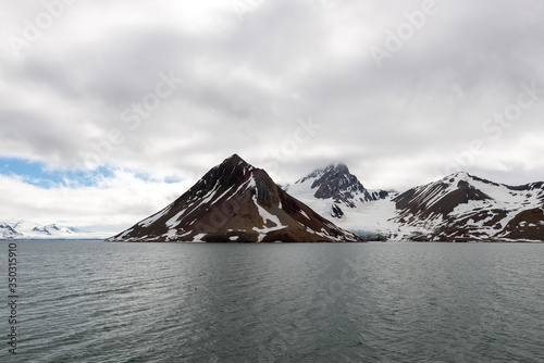 Arctic landscape in Svalbard with glacier