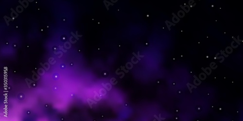 Dark Purple vector template with neon stars. Decorative illustration with stars on abstract template. Design for your business promotion.