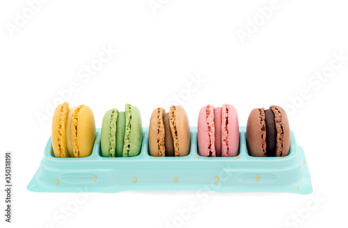 Macaroons with a white background