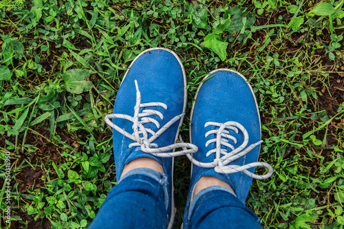 colorful shoes on the grass