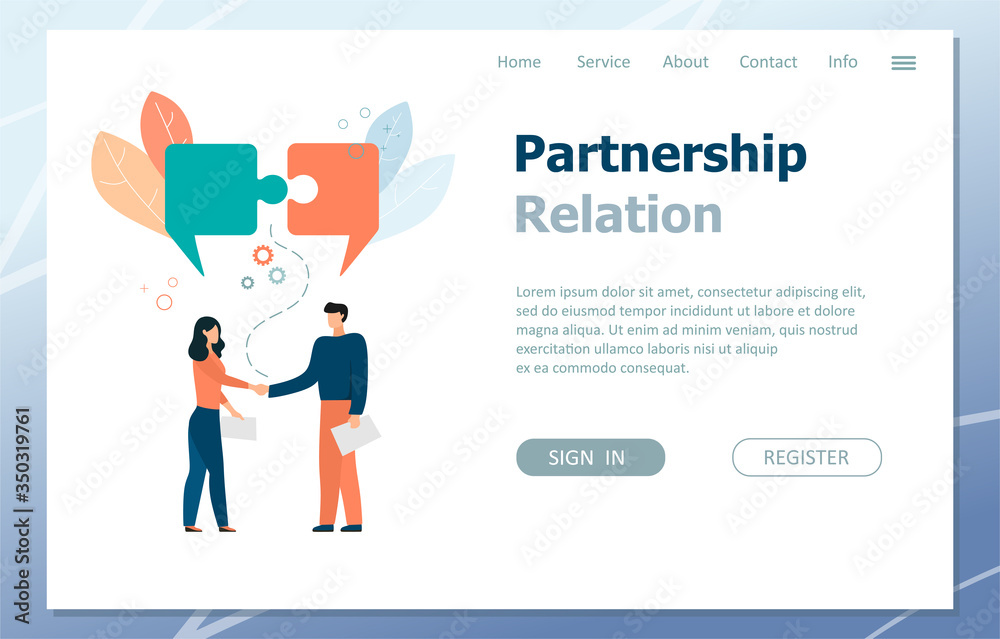 Partnership landing page. Concept. Vector illustration in flat style.