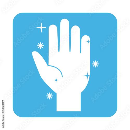 covid 19 coronavirus prevention infection free clean hand block style icon