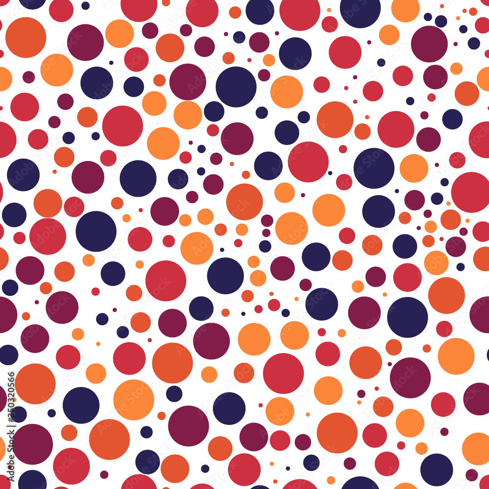 Mini circle seamless pattern. Geometric print. Irregular polka dot, bubble ornament. Geo dotted ornamental background